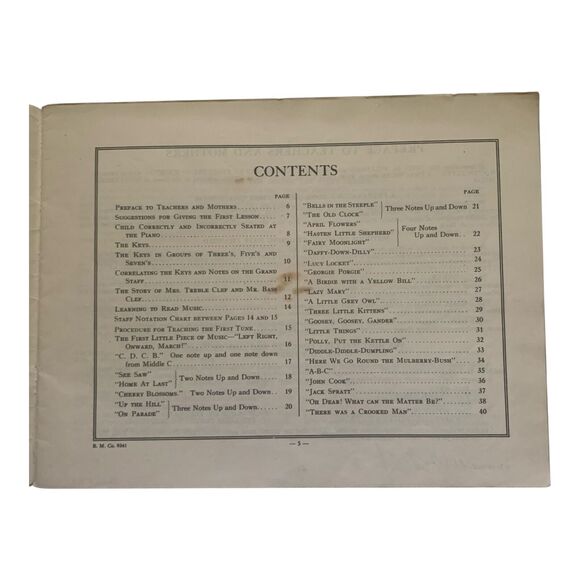 Vintage 1937 Very First Piano Book Songbook Sheet Music The Boston Music Co. - Picture 7 of 14